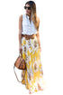 Sexy Yellow Blossoming Floral Chiffon Maxi Skirt