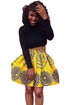 Sexy Yellow Circled Print Skater African Style Mini Skirt