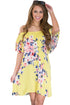 Sexy Yellow Ruffle Off Shoulder Floral Boho Dress