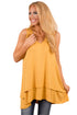 Sexy Yellow Ruffled Layer Asymmetric Hem Tunic Tank