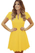 Sexy Yellow Sweet Scallop Pleated Skater Dress