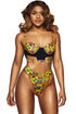 Sexy Yellowish African Print Cut out High Waist Swimsuit
