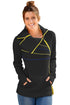 Sexy Zip and Piping Trim Black Sweatshirt