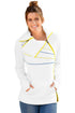 Sexy Zip and Piping Trim White Sweatshirt