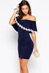 Strapless Bardot Bodycon Dress with Lace Trim
