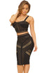 Studded Black Leatherette 2pcs Bandage Dress
