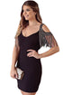 Studded Cold-shoulder Backless Club Dress with Tassel
