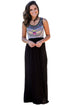 Stylish Aztec Print Sleeveless Black Maxi Dress