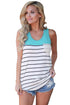 Stylish Striped Blue Block Racerback Tank Top