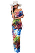 Tropical Print Off-the-shoulder Maxi Dress