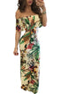 Vibrant Botanic Print Off-the-shoulder Maxi Dress