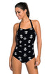 Vintage Inspired 1950s Style Black Anchor Teddy Swimsuit