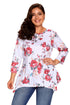 White Asymmetric Cut Floral Plus Size Top