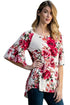 White Big Floral Print Ruffle Sleeve Top
