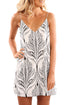 White Black Plant Print Short Dress