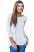 White Button Slit Detail Long Sleeve Blouse