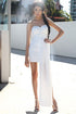 White Chiffon Hem Attached Strapless Vintage Dress