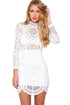 White Crochet Lace High Neck Mini Dress