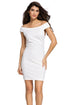 White Cross Neck Ribbed Bardot Dress