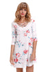 White Fence Neck Floral Print T Shirt Dress