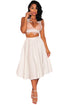 White Flared A-Line Midi Skirt