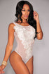 White Floral Embroidered Sheer Mesh Bodysuit