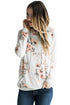 White Floral Print Drawstring Hoodie