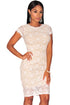White Lace Nude Illusion Fringe Trim Dress
