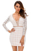 White Lace Nude Long Sleeves Mini Dress