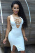 White Laced Bust Detail Sexy Club Dress