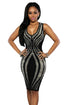 White Print Sleeveless Bodycon Dress
