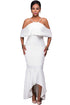 White Ruffled Sleeves High-low Hem Party Maxi Dress