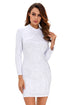 White Studded Long Sleeves Dress