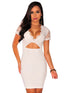 White Textured Crochet Scallop Accent Neckline Dress