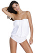 White Wirefree Blouson Tankini 2pcs Swimsuit