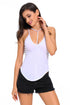 White Y Sign Hollow-out Spagehetti Straps Arched Hemline Vest