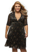 Womens Scalloped Trim Golden Plus Size Lace Dress