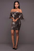 Yadira Bronze Sequins Black Bell Sleeves Dress