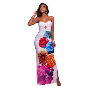 Mahana White Multi-Color Floral Print Maxi Dress #Maxi Dress #White # SA-BLL5022-1 Fashion Dresses and Maxi Dresses by Sexy Affordable Clothing