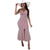 Trendy V Neck Striped Bandage Pink Straps Mid Calf Dress #V Neck #Stripe #Strap #Cut Out SA-BLL51260 Fashion Dresses and Maxi Dresses by Sexy Affordable Clothing