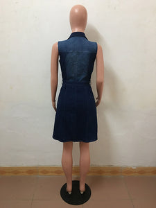 Denim Dress With Button & Belt #Denim SA-BLL282567 Fashion Dresses and Mini Dresses by Sexy Affordable Clothing