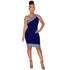 One Shoulder Solid Dress #Blue #One Shoulder