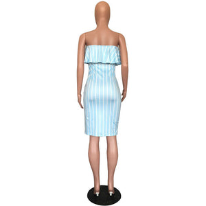 Strapless Striped Print Dress #Strapless #Striped SA-BLL36222 Fashion Dresses and Midi Dress by Sexy Affordable Clothing