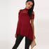 Hollow Out Back Split Slim Casual Tops #Red #Top