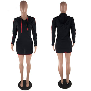 Hooded Collar Long Sleeve Mini Dress #Strapless #Hooded SA-BLL28219 Fashion Dresses and Mini Dresses by Sexy Affordable Clothing