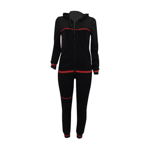 Trendy Zipper Up Casual Pantsuit With Hooded #Tracksuit #Two Piece #Hooded SA-BLL28018-2 Sexy Clubwear and Pant Sets by Sexy Affordable Clothing