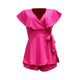 Cutout Back V Neck Ruffled Wrap Flared Romper #V Neck #Ruffled SA-BLL55560-1 Women's Clothes and Jumpsuits & Rompers by Sexy Affordable Clothing