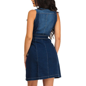 Denim Dress With Button & Belt #Denim SA-BLL282567 Fashion Dresses and Mini Dresses by Sexy Affordable Clothing