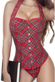 Halter Lace-Up Plaid Corset  SA-BLL42699 Sexy Lingerie and Corsets and Garters by Sexy Affordable Clothing