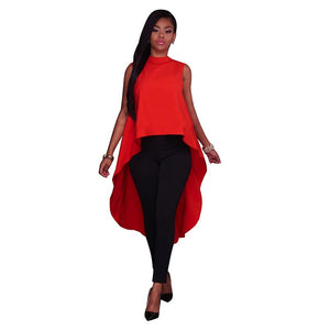 Doria Drastic Hi Low Hem Tomato Red Top #Red #Top SA-BLL577-3 Women's Clothes and Blouses & Tops by Sexy Affordable Clothing